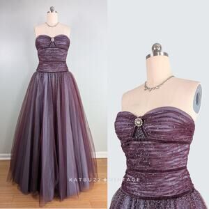 Vintage Prom Dress 12 Purple Maxi Ball Gown Y2K Flirt Goth Princess Glam